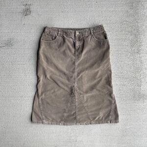 y2k vintage 2000's brown corduroy euro cotton midi skirt